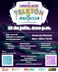 Lee más sobre el artículo Ayuntamiento de Manzanillo invita a participar en la Carrera Neón Teletón