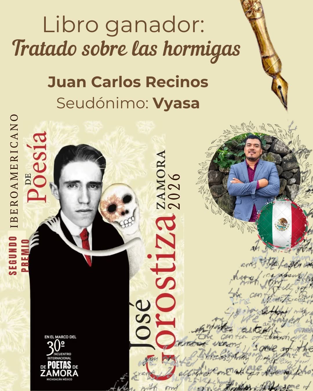 En este momento estás viendo Juan Carlos Recinos gana el segundo premio iberoamericano de poesía José Gorostiza