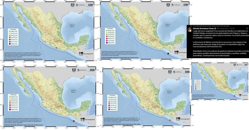 En este momento estás viendo Serie de sismos sacude Chiapas y Guerrero; activan protocolos y alertan por riesgo de tsunami