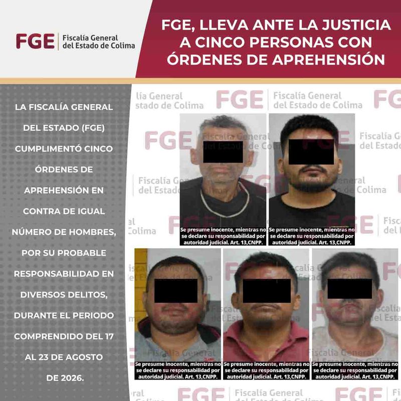 En este momento estás viendo FGE, lleva ante la justicia a cinco personas con órdenes de aprehensión