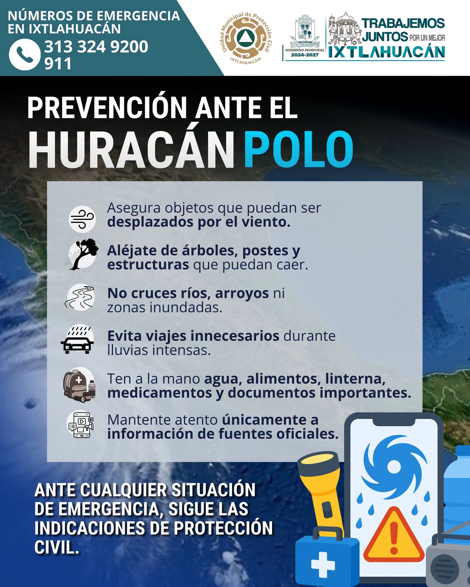 En este momento estás viendo Ixtlahuacán refuerza recorridos ante posible pérdida de señal por Polo