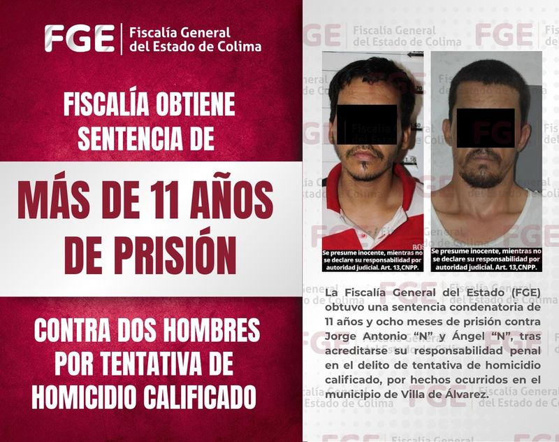 En este momento estás viendo FGE obtiene sentencia de más de 11 años de prisión contra dos hombres por tentativa de homicidio calificado