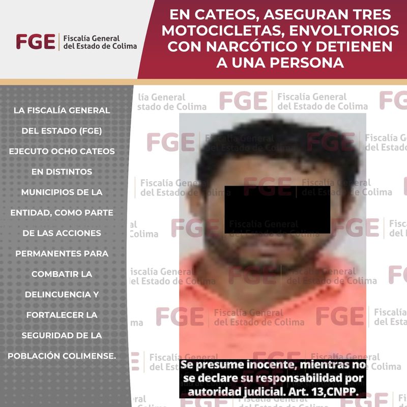 En este momento estás viendo En cateos, aseguran tres motocicletas, envoltorios con narcótico y detienen a una persona