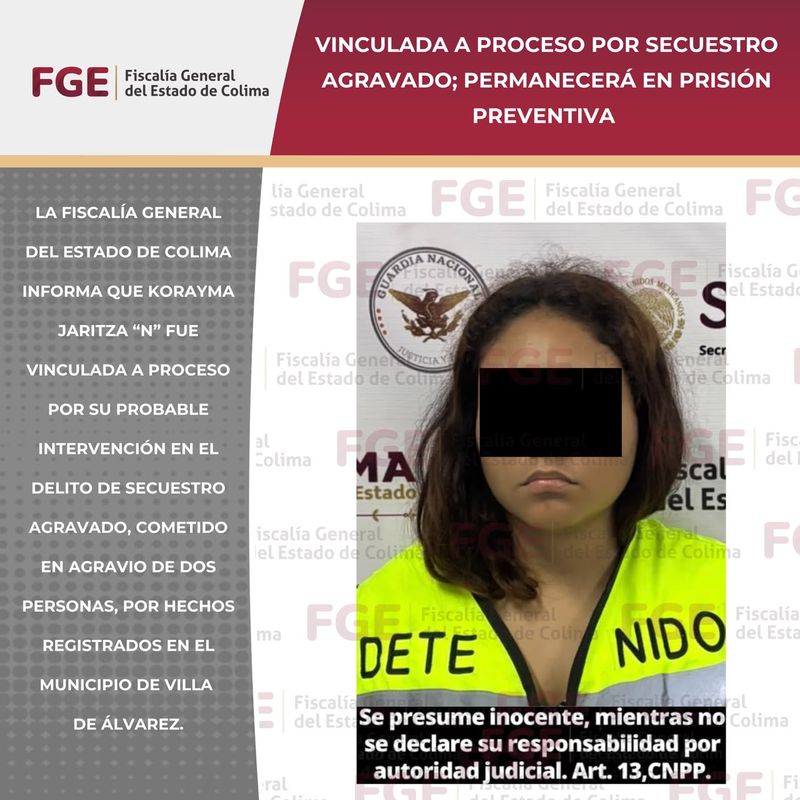 En este momento estás viendo Vinculada a proceso por secuestro agravado; permanecerá en prisión preventiva