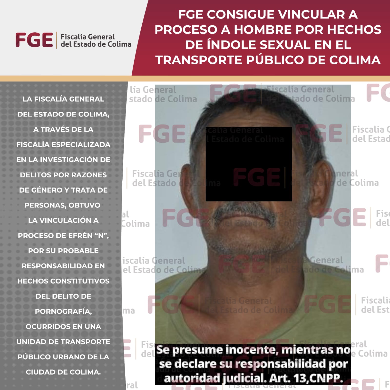 En este momento estás viendo FGE consigue vincular a proceso a hombre por hechos de índole sexual en el transporte público de Colima