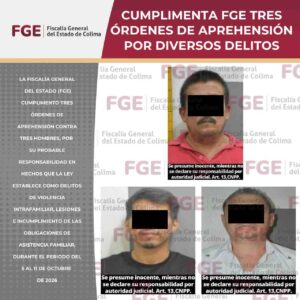 Lee más sobre el artículo Cumplimenta FGE tres órdenes de aprehensión por diversos delitos