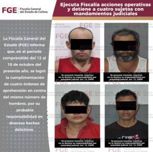 Lee más sobre el artículo Ejecuta Fiscalía acciones operativas y detiene a cuatro sujetos con mandamientos judiciales