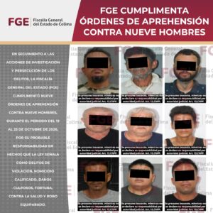 Lee más sobre el artículo FGE cumplimenta órdenes de aprehensión contra nueve hombres