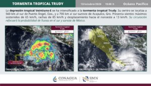 Lee más sobre el artículo Tormenta tropical Trudy se forma en el Pacífico y reforzará las lluvias en el sur de México