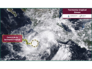 Lee más sobre el artículo Simon se ubica a 370 km de Manzanillo y genera lluvias muy fuertes en Colima