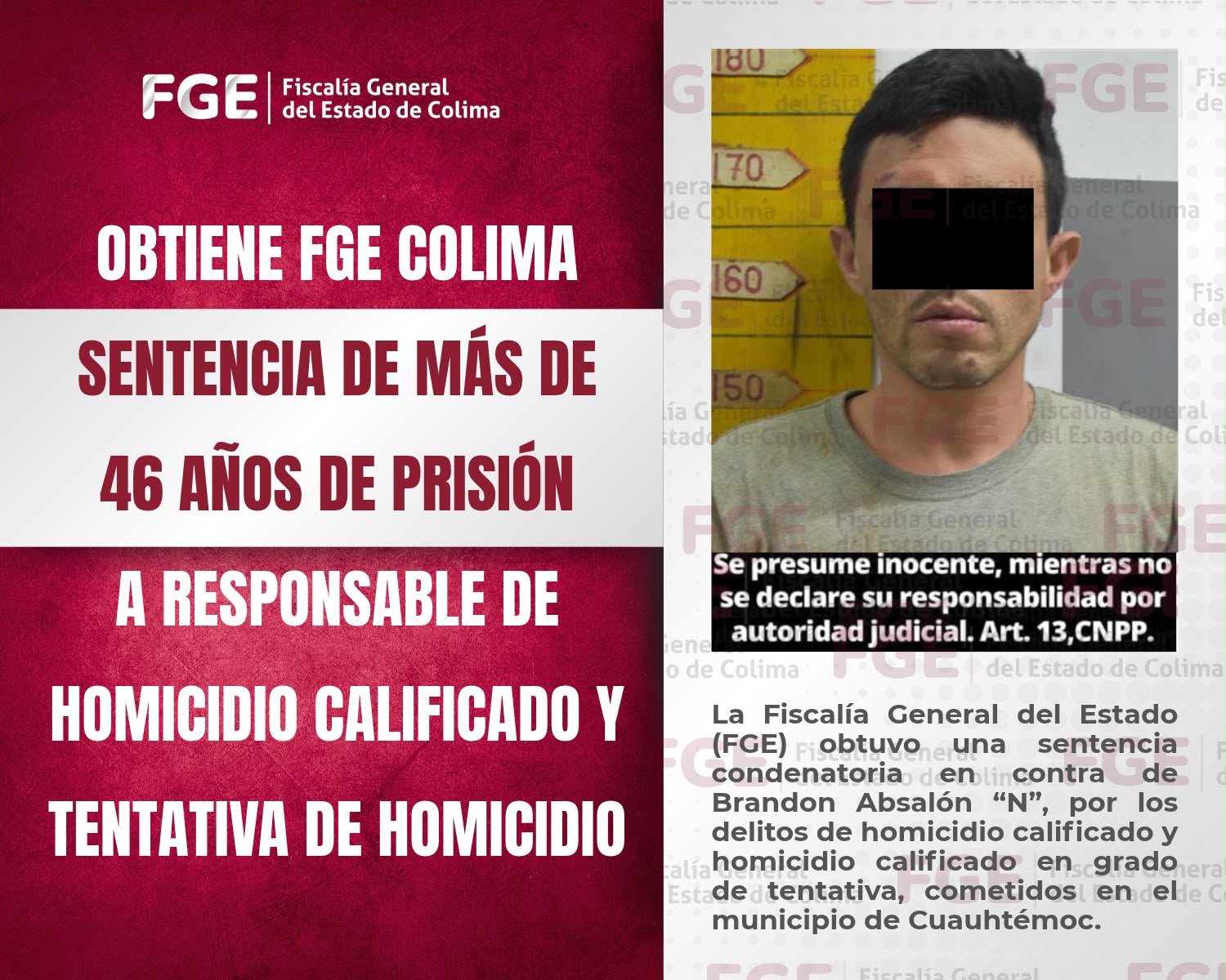 En este momento estás viendo Dan más de 46 años de prisión a responsable de homicidio calificado de Cuauhtémoc