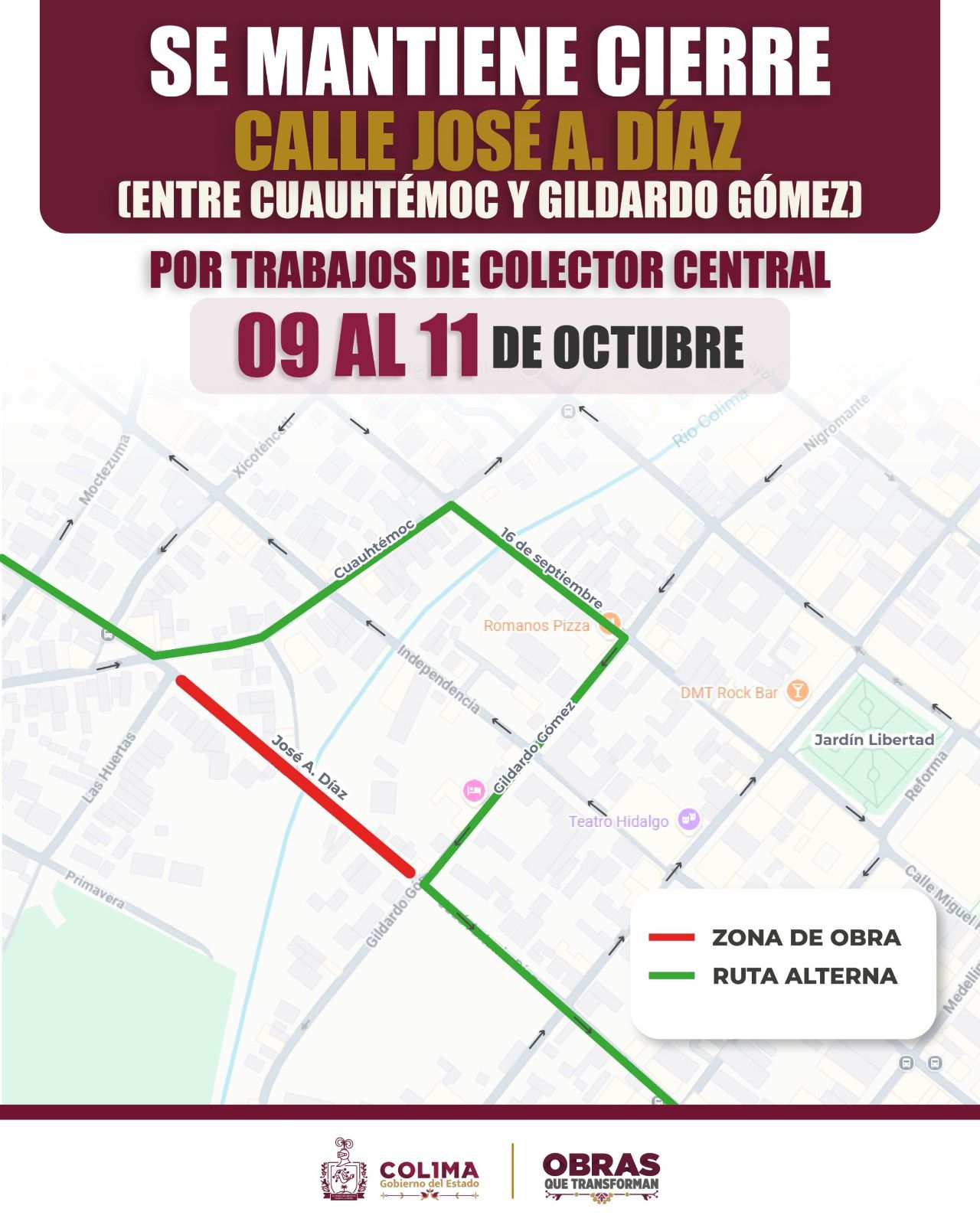 En este momento estás viendo Seidum trabaja en el Colector Central de Colima; pide utilizar rutas alternas del 9 al 11 de octubre